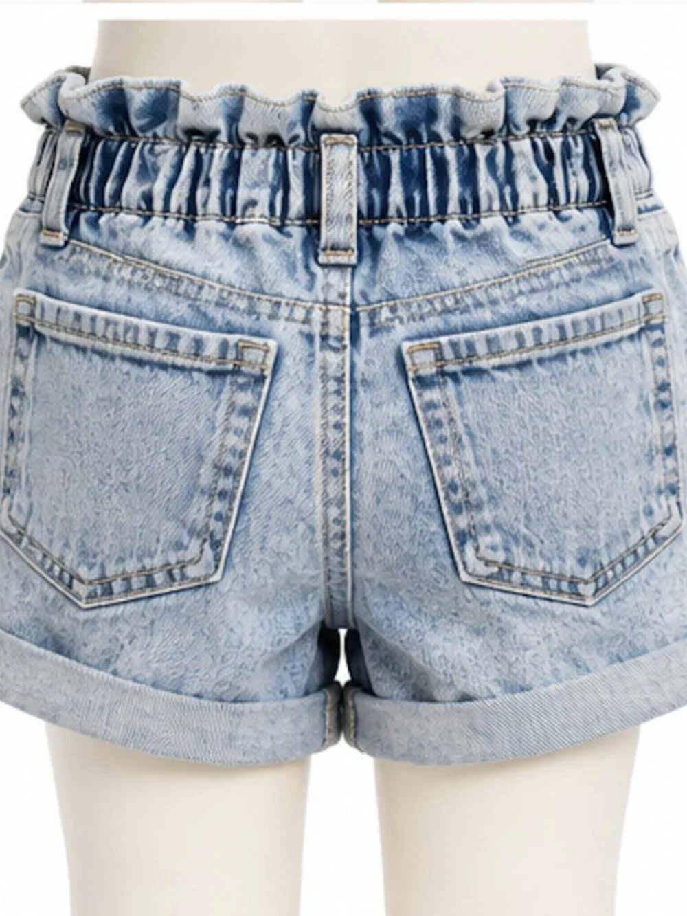 Justice Girls Light Acid Wash Paper Bag Denim Shorts Size 8 Slim